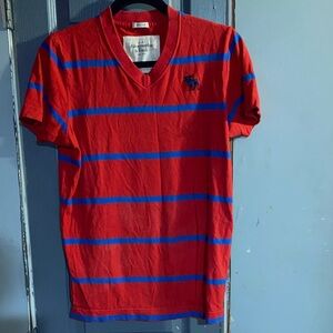 Abercrombie & Fitch Red with Blue Stripes Tee